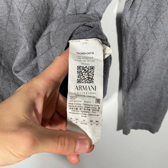 Armani Collezioni Viscose Blend Knit Crewneck Sweater Gray Size 50 / US Small - Picture 6 of 7